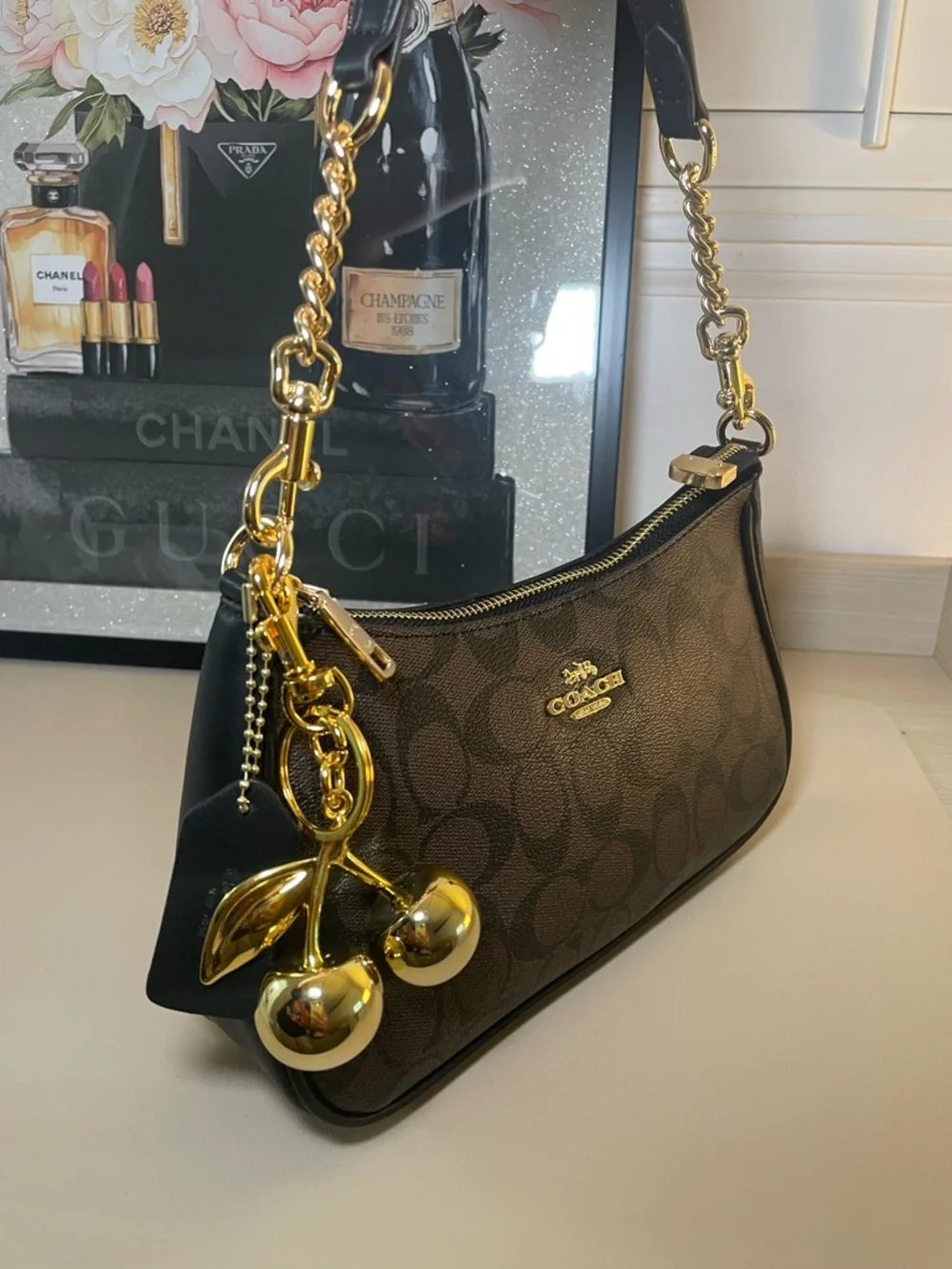 Coach Teri Brown Signature Canvas Shoulder Bag - Picture 4 of 8